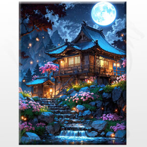 Obraz na płótnie Evening in front of the Chinese hut 30x40cm